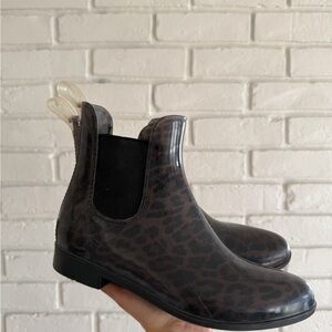 Sam Edelman Brown Leopard Print Rain Boots